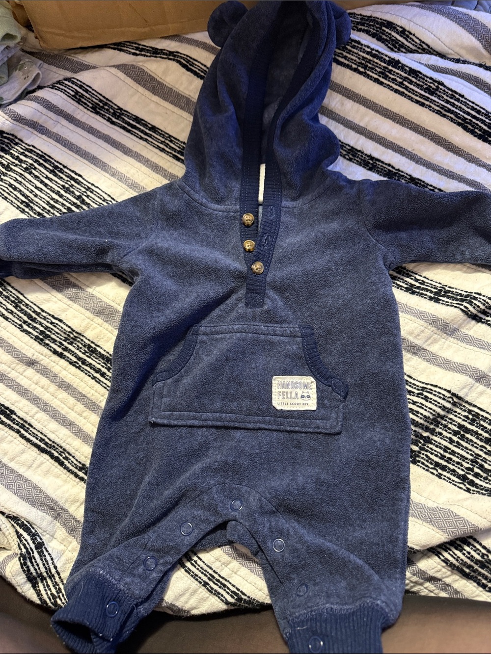 Carter's Navy Blue Hooded One-Piece Bodysuit